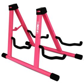 5 CORE Double Guitar Stand Floor Adjustable Heavy Duty A Frame Universal Folding Acoustic Electric Bass Mandolin Banjo Violin Holder Multiple Fol (Option: GSS2N1PNK)