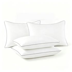 Pillows Standard And Full Size, Hotel Collection Bed Pillows For Side, Back, And Stomach Sleepers, Fluffy And Supportive, Down Alternative Microf (Option: 4pc Gray Standard 17x 26in)