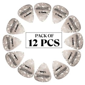 5 Core Guitar Picks 12 Piece Celluloid Light Medium Heavy Extra Heavy For Acoustic Electric Guitars (Option: White)